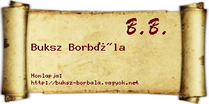 Buksz Borbála névjegykártya
